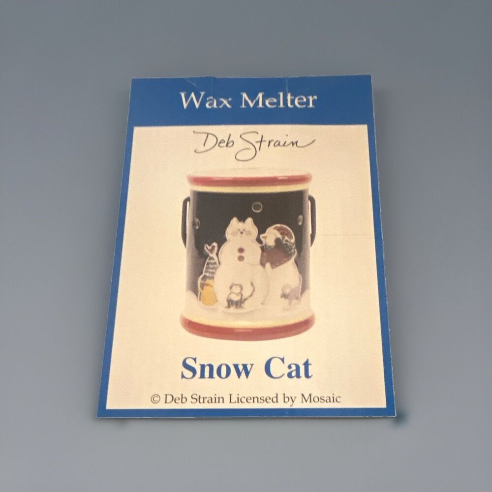 Old Virginia Candle Co Snow Cat Ceramic Tea Light & Wax Melt Warmer Blue